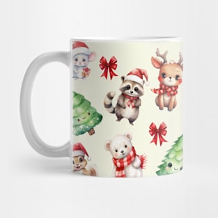 Pattern Christmas Woodland Charm - Cute Watercolor Animals Mug